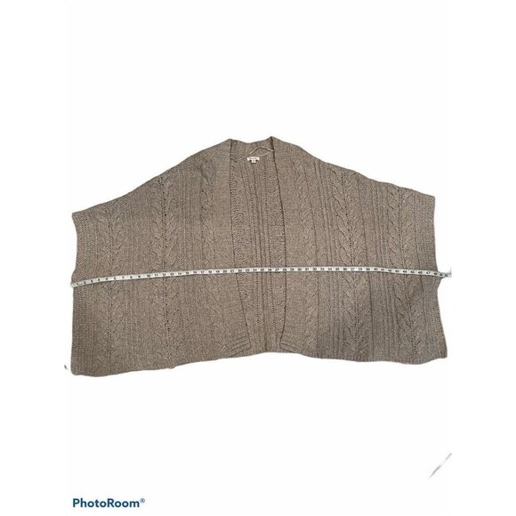 Caslon Womens Swing Poncho Sweater Beige Open‎ Front Cable Knit Ribbed S/M - Picture 7 of 8